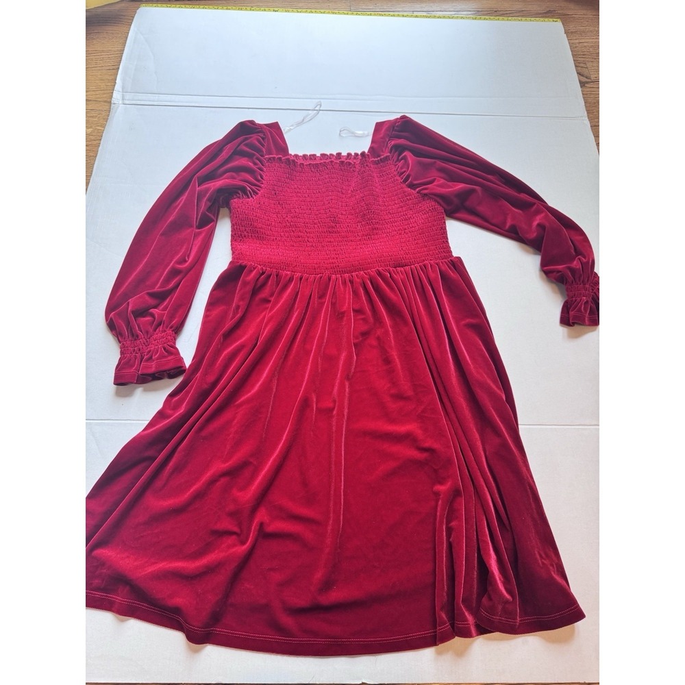 BONNIE JEAN Big Girl's‎ 16 Red Smocked & Ruffled Velvet Dress